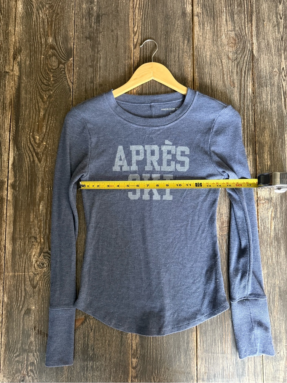 Vintage American Eagle Heather Blue Après Ski Thermal Long-Sleeve Tee | M - Picture 6 of 9